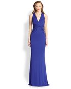 Badgley Mischka Jersey Twist Waist Gown - Lyst
