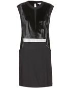 Helmut Lang Calf Hair And Leather-Trimmed Dress - Lyst