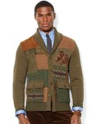 Polo Ralph Lauren Patchwork Shawl Cardigan - Lyst