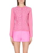 Valentino Lace-panel Wool Cardigan - Lyst