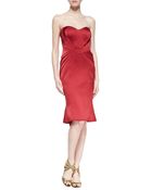 Zac Posen Strapless Satin Cocktail Dress - Lyst
