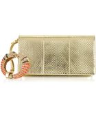 Roberto Cavalli Metallic Leather Panther Clutch - Lyst
