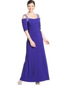 Alex Evenings Cold-Shoulder Embellished Ruched Gown - Lyst
