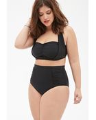 Forever 21 Ruched High-Waisted Bikini Bottom - Lyst