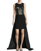 Michael Kors Sleeveless Leather Bustier Parachute Gown - Lyst