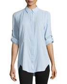 Halston Heritage Long-Sleeve Shirttail Hem Shirt - Lyst