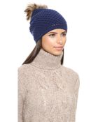 Inverni Slouchy Fur Pom Pom Hat - Burgundy - Lyst
