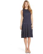 Lauren by Ralph Lauren Polka-Dot Drop-Waist Dress - Lyst
