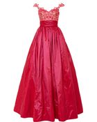 Reem Acra Embroidered Illusion Ball Gown - Lyst