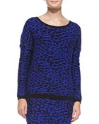 Rebecca Minkoff Leopard-jacquard Knit Pullover Sweater - Lyst