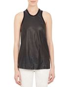 Helmut Lang Leather-Front "Tilt" Tank - Lyst