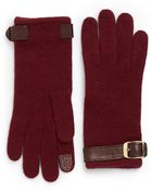 Portolano Minera Leather Buckle Cuff Tech Gloves - Lyst