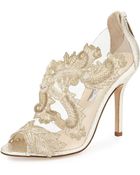 Oscar de la Renta Ambria Metallic Beaded Lace Sandal - Lyst