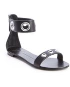 Giuseppe Zanotti Black Leather Grommet Detail Flats - Lyst