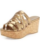 Jimmy Choo Nita Strappy Cork Wedge Slide - Lyst