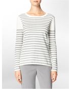 Calvin Klein Striped Cotton Sweater - Lyst