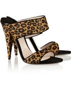 Miu Miu Leopard-Print Calf Hair Mules - Lyst