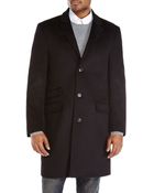 Hart Schaffner Marx Black Single-Breasted Overcoat - Lyst