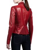 Bagatelle Drapefront Leather Jacket - Lyst