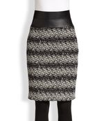 Akris Punto Faux Leather-Trimmed Tweed Pencil Skirt - Lyst