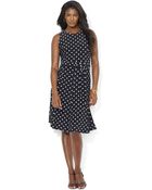 Lauren by Ralph Lauren Polka Dot Jersey Dress - Lyst