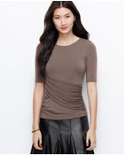 Ann Taylor Petite Crepe Side Drape Top - Lyst