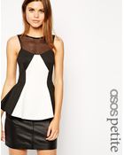 Asos Monochrome Mesh Peplum Top - Lyst