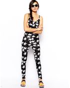 Asos Unitard In Palm Print - Lyst