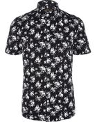 River Island Black Floral Print Short Sleeve Shirt - Lyst