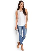 Love 21 Bejeweled Pleated Top - Lyst