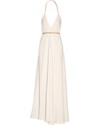 Victoria Beckham Leather-Trimmed Cady Gown - Lyst