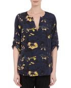 Barneys New York Floral-Print Tunic Blouse - Lyst
