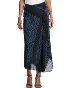 Donna Karan New York Midi Border-Print Scarf Skirt - Lyst