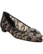 Manolo Blahnik Crystal-Embellished Hangisi Flats - Lyst