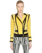 Balmain Woven Cotton Moto Jacket - Lyst