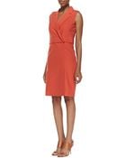 Halston Heritage Sleeveless Tailored Dress Dark Fire - Lyst