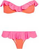 Je M'en Fous + Ruffled Neon Bandeau Bikini - Lyst