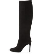 Prada High-Heel Suede Knee Boot - Lyst