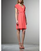 Patrizia Pepe Knee-Length Dress In Silk Mix Fabric Ruched At The Waist - Lyst