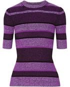 T By Alexander Wang Striped Ribbed-Knit Cotton-Blend Sweater - Lyst