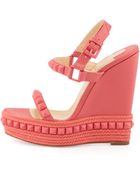 Christian Louboutin Cataclou Studded Wedge Sandal Pink - Lyst