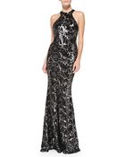 Zac Zac Posen Halter-Neck Sequined Mermaid Gown - Lyst