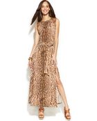 Michael Kors Michael Petite Leopardprint Stud Maxi Dress - Lyst
