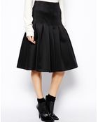 Asos Midi Scuba Skirt With Pleats - Lyst