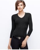 Ann Taylor Ribbed V-Neck Sweater - Lyst