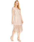 Maison Jules Cap-Sleeve Lace-Overlay Midi Dress - Lyst