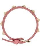 Valentino Pink Leather Rockstud Bracelet - Lyst