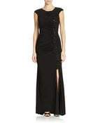 Js Boutique Side-Slit Embellished Gown - Lyst