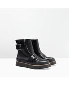 Zara Flat Zip Leather Booties - Lyst