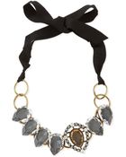 Lanvin Short Ribbon Necklace with Crystal Bib - Lyst